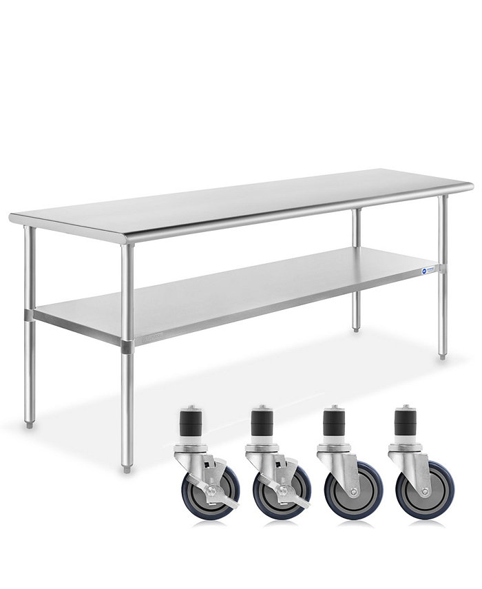 GRIDMANN 30 x 72 Inch Stainless Steel Table w  4 Casters NSF Commercial Kitchen Work and Prep Table