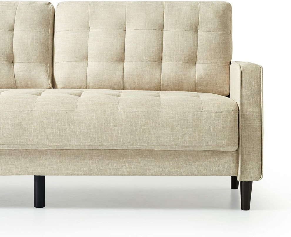 Mid Century Sofa  Grid Tufted Cushioned Seat  ampBack With Track Arms   Midcentury   Sofas   by Decor Love  Houzz