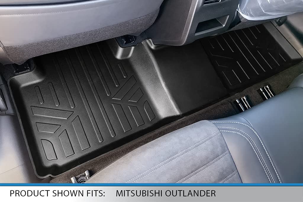 Smartliner SA0561-B0561 Custom Fit Floor Mats 2 Row Liner Set for 2022-2023 Mitsubishi Outlanderand#44; Black