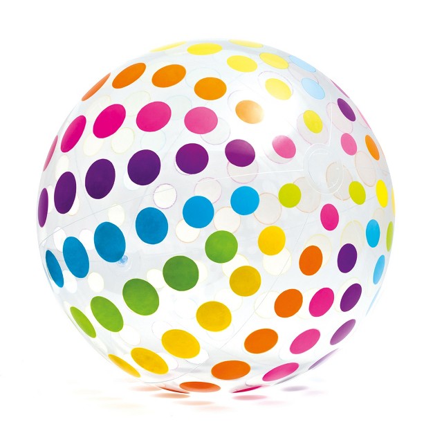 Intex Jumbo Inflatable Glossy Colorful Transparent Pvc Giant Beach Ball W repair Patch In Polka dot Or Rainbow Stripes For Ages 3 amp Up Color Varies