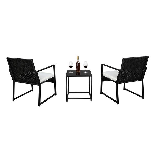 3pcs All-weather Rattan Table Chair Set with Removable Cushions - Overstock - 35747748