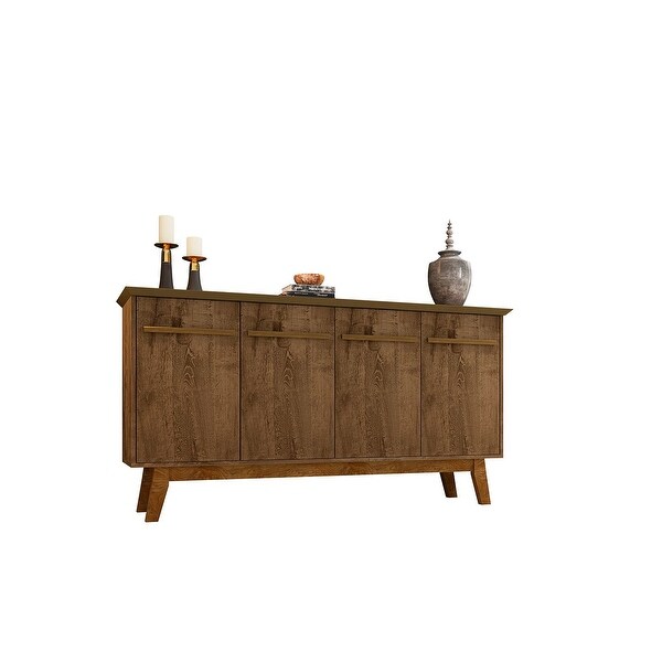 Yonkers 62.99 Sideboard with Solid Wood Legs and 2 Cabinets in Off White and Cinnamon