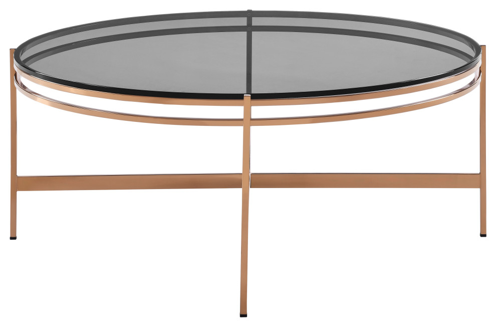 Modrest Bradford Modern Smoked Glass and Rosegold Coffee Table   Contemporary   Coffee Tables   by Vig Furniture Inc.  Houzz