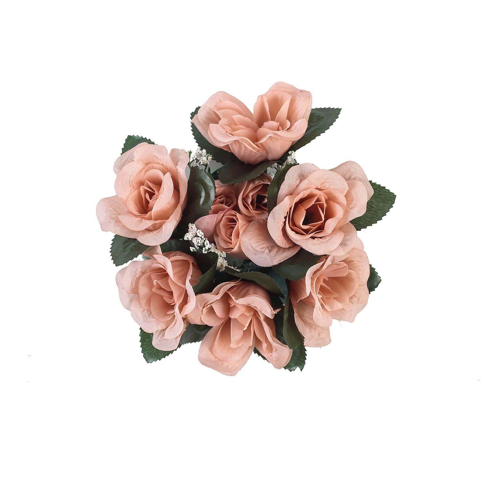 4 Pack Dusty Rose Artificial Silk Rose Flower Candle Ring Wreaths 3