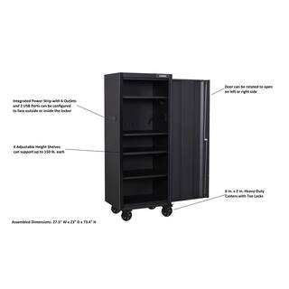 Husky Heavy-Duty 27.5 in. 4-Shelf Matte Black Rolling Side Tool Locker H27LOCKER4