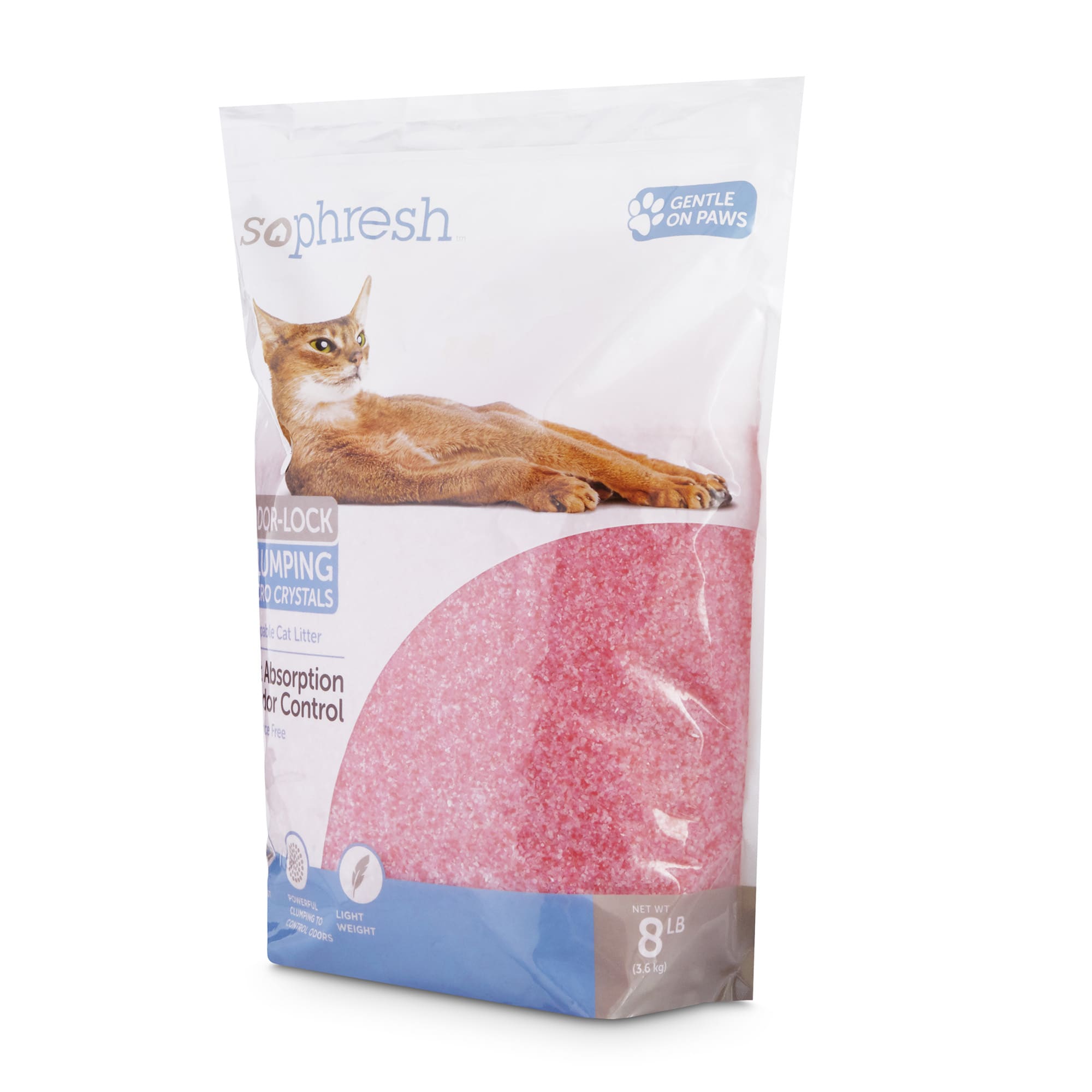 So Phresh Scoopable Odor-Lock Clumping Micro Crystal Cat Litter in Pink Silica， 8 lbs.