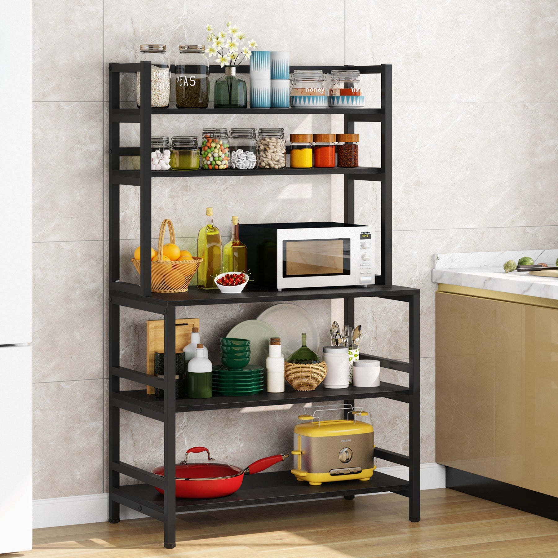 Industrial Kitchen Baker's Rack, 5-Tier Kitchen Utility Storage Shelf