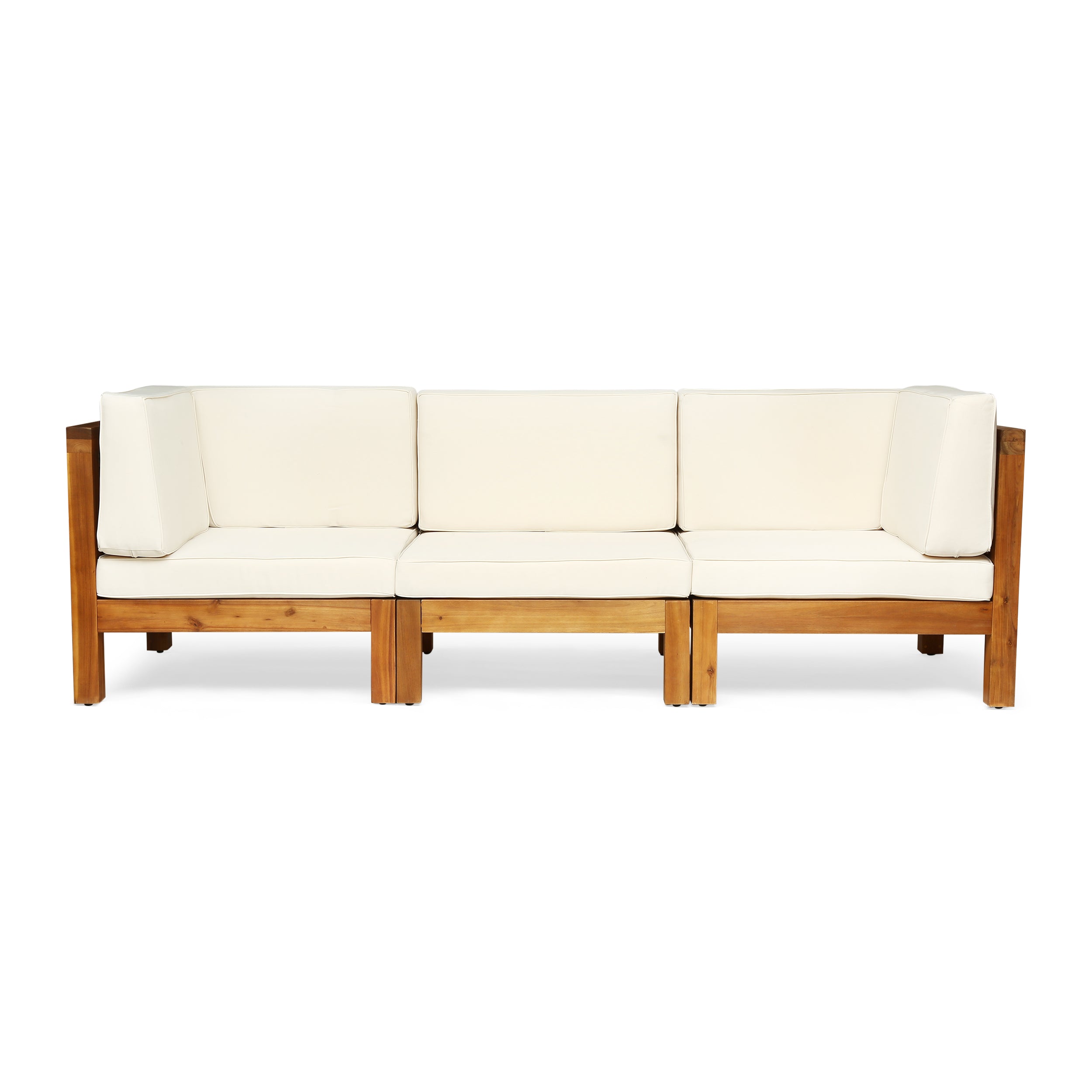 Brava Outdoor Modular Acacia Wood Sofa with Cushions