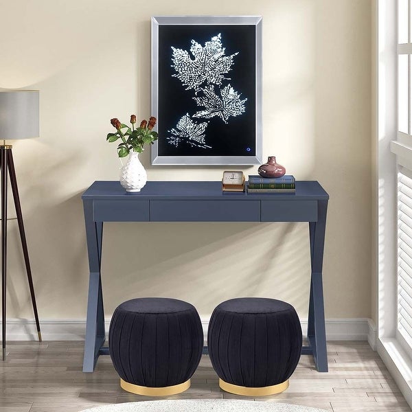 Nalo Console Table in Black Finish with Rectangular Table Top and X Shape Wooden Base for Entryway， Living Room