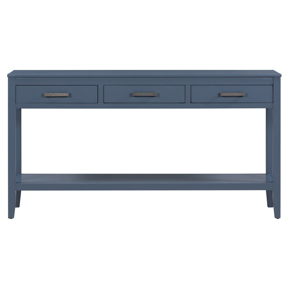 Rustic Blue Console Table Sofa Table 3 Drawer Entryway Table