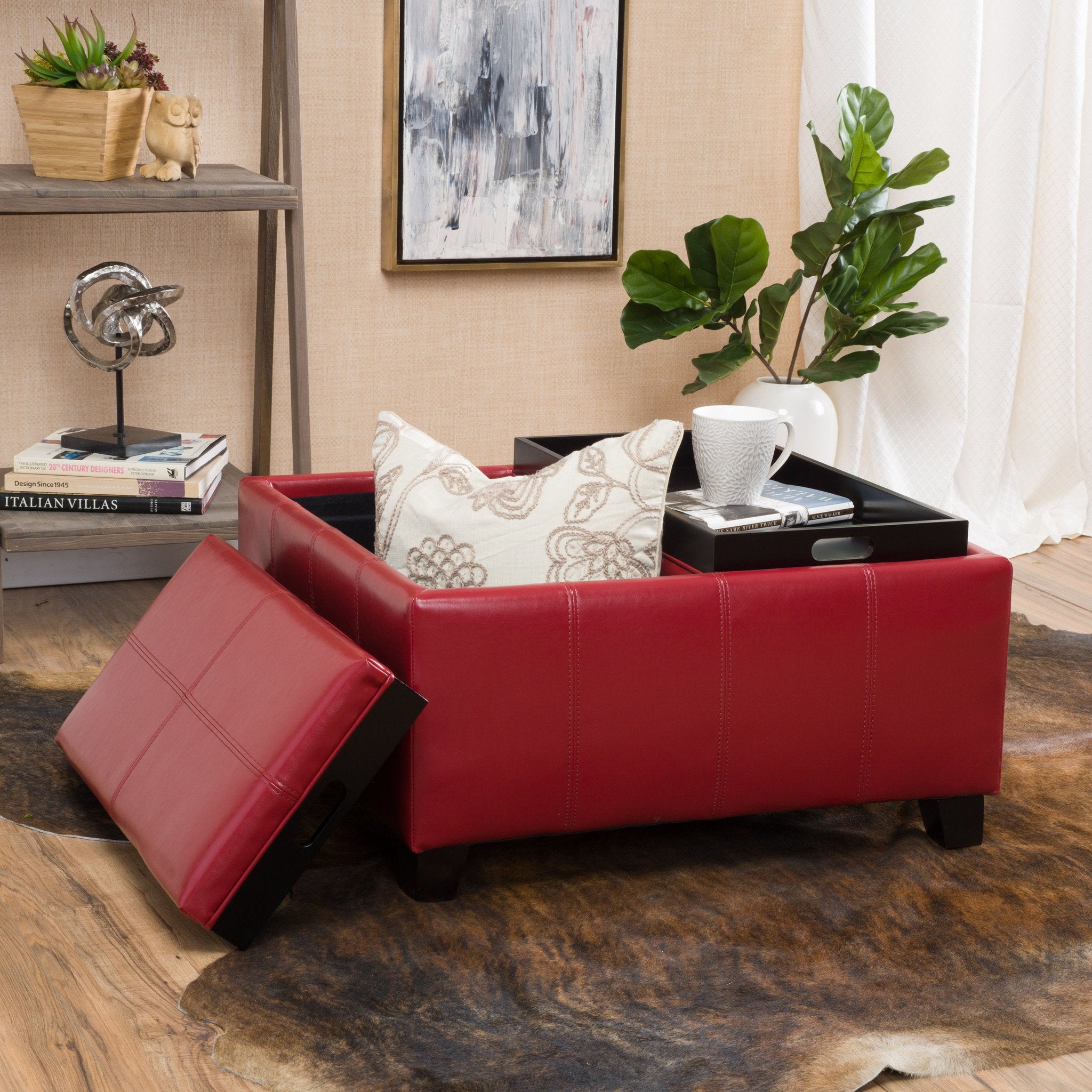 Mansfield Contemporary Tray Top Storage Ottoman