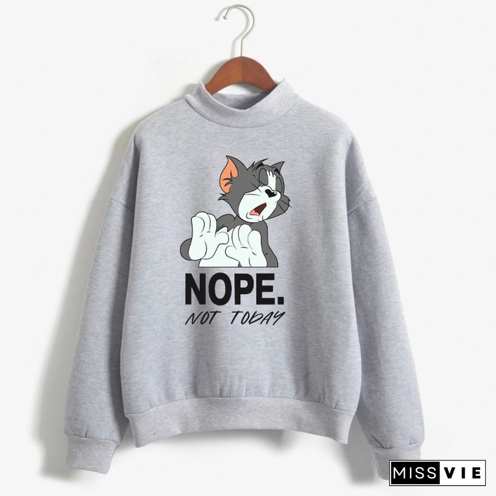 Cartoon Print Long Sleeve Loose Pullover Sweatshirts