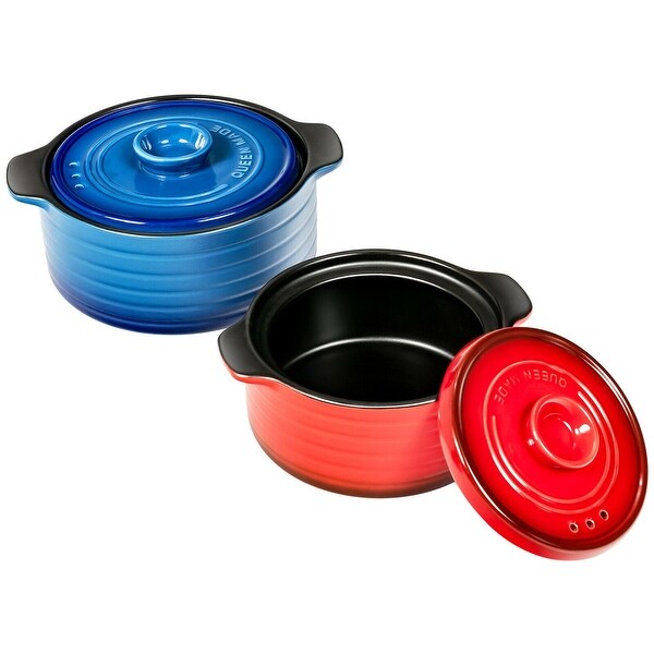 2 Pieces Ceramic Cookware Set with Lid and Insulated Handle - 6.5