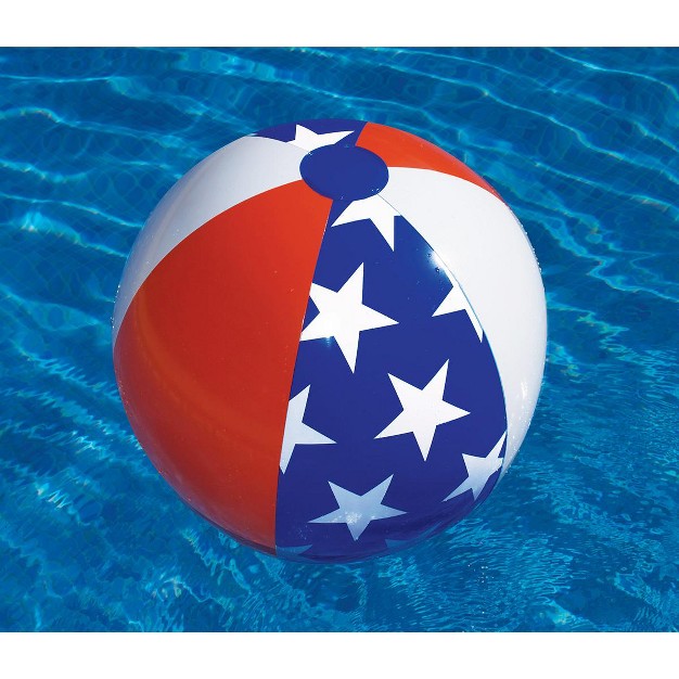 Inflatable Classic Patriotic Americana Stars And Stripes Beach Ball Blue red