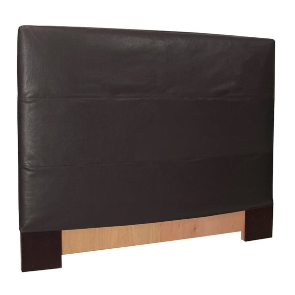 Slip-covered Full/ Queen Black Faux Leather Headboard - - 6753195