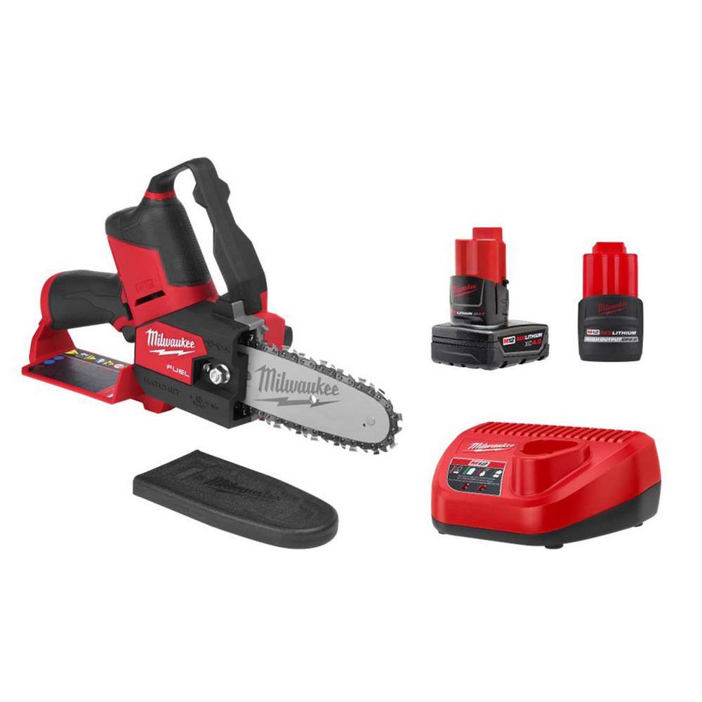 MW M12 FUEL 12-Volt Lithium-Ion Brushless Battery 6 in. HATCHET Pruning Saw Kit with 4.0 Ah 2.5 Ah Battery and Charger 2527-21-48-11-2425