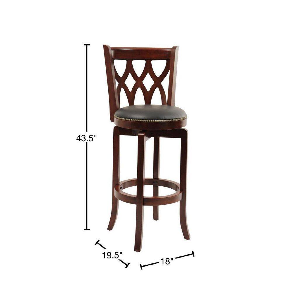 Boraam Cathedral 29 in. Cherry Swivel Cushioned Bar Stool 40329