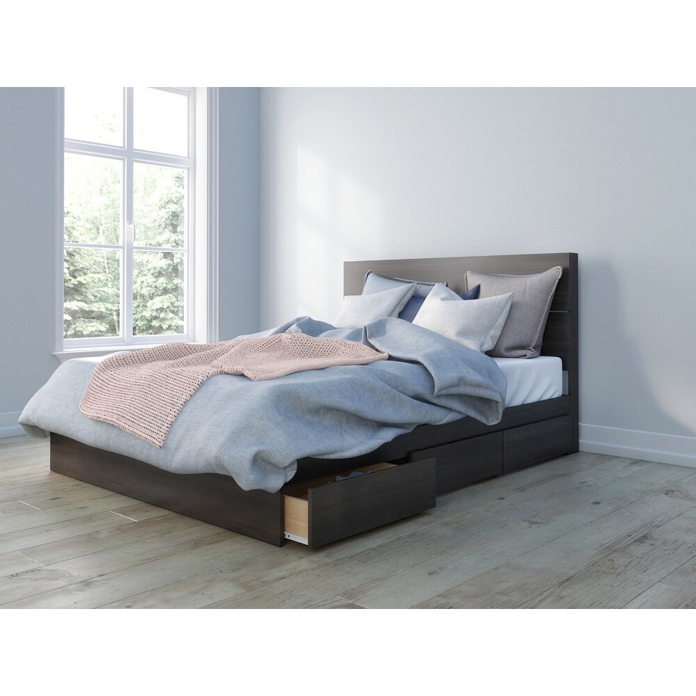 Nexera Storage Bed with Headboard  Ebony