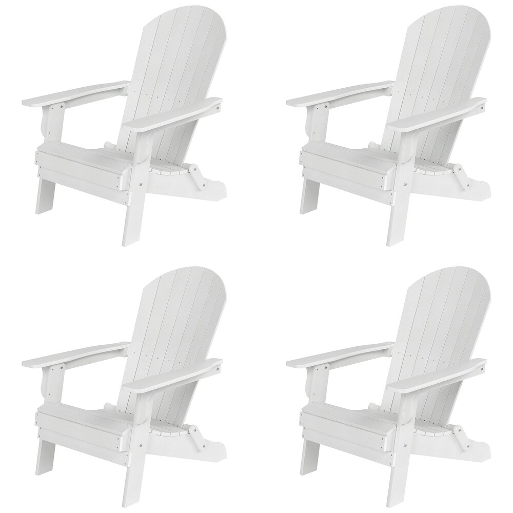 POLYTRENDS Vineyard HIPS Outdoor Folding Eco Friendly  Weather Seashell Adirondack Chair (Set of 4)