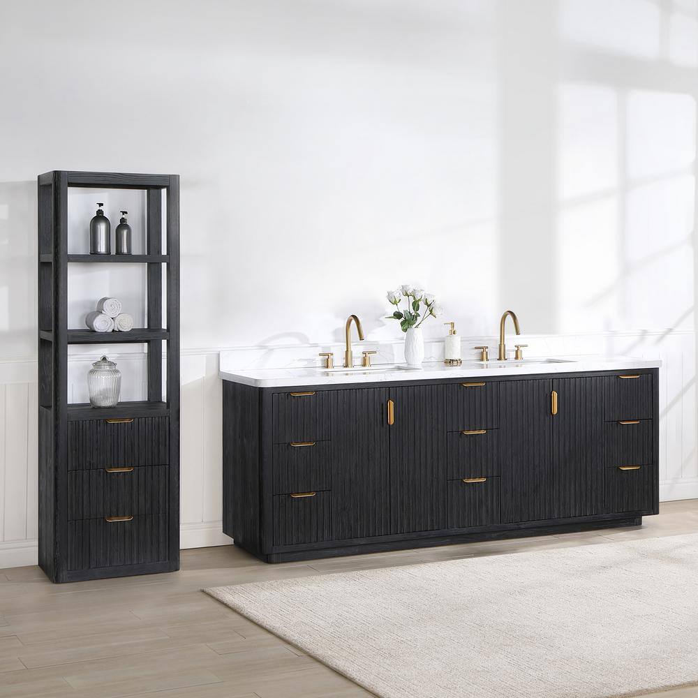 ROSWELL Cadiz Double Bathroom Vanity with White Composite Stone Top 804184-FB-LW-NM