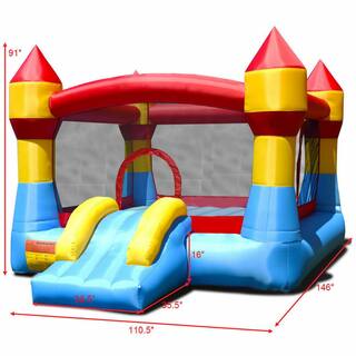 Costway Multi-color Kid Inflatable Bounce House Castle Moonwalk Playhouse Jumper Slide OP70020