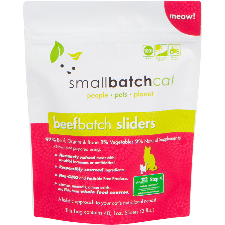 Smallbatch Beef Batch Sliders Grain Free Frozen Cat Food