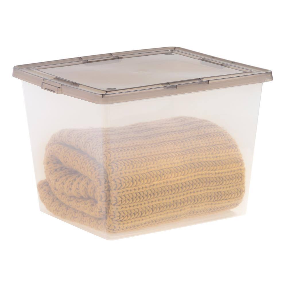 IRIS 36 qt. Plastic Storage Bin Tote Organizing Container with Latching Lid in Clear with Gray Lid (6-Pack) 585105