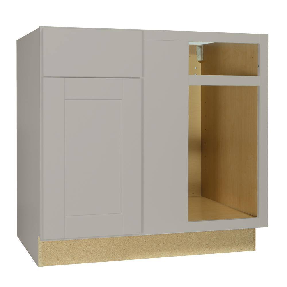 Hampton Bay Shaker Dove Gray Stock Assembled Blind Base Corner Kitchen Cabinet (36 in. x 34.5 in. x 24 in.) KBBC45-SDV