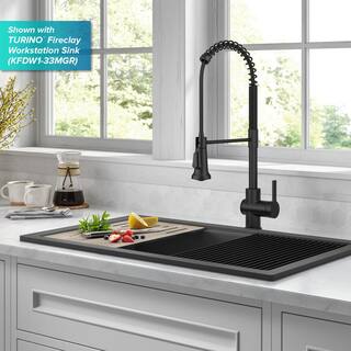 KRAUS Britt Touchless Sensor Commercial Pull-Down Single Handle Kitchen Faucet in Matte Black KSF-1691MB