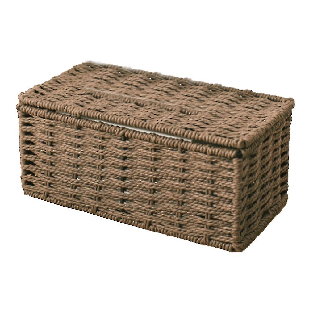 Rattan Tissue Box， Vintage Napkin Holder， Case Clutter Storage Container Cover， Living Room Desk De