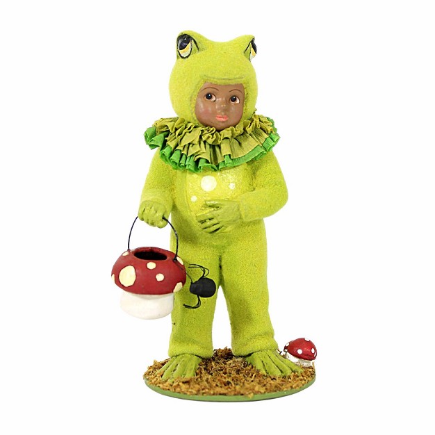 Bethany Lowe Dressed Up Dusty Frog One Figurine 5 25 Inches Halloween Trick Or Treating Mushroom Td2200 Polyresin Green