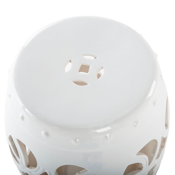 SAFAVIEH Imperial Vine White Ceramic Decorative Garden Stool