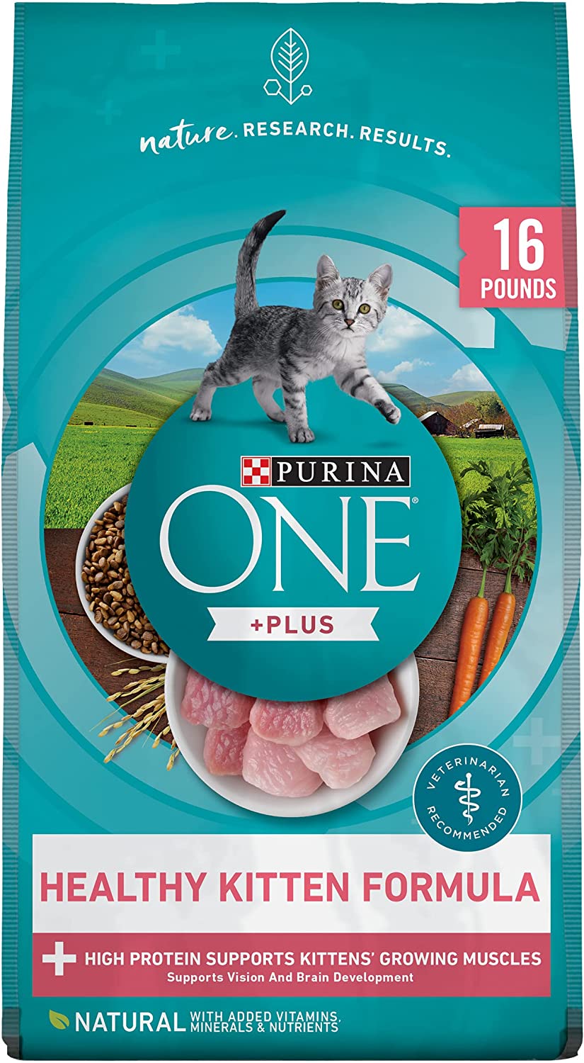 Purina ONE High Protein Natural Dry Kitten Food， +Plus Healthy Kitten Formula - 16 lb. Bag