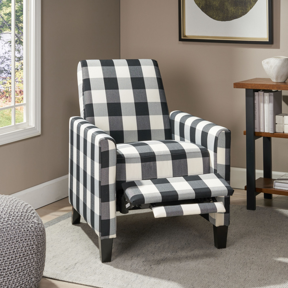 Bellagio Contemporary Fabric Upholstered Push Back Recliner   Farmhouse   Recliner Chairs   by GDFStudio  Houzz