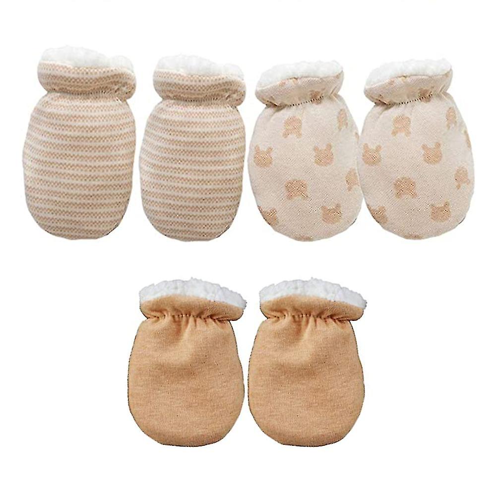 3 Pairs Baby Mittens Gloves Warm Baby Hands Scratching Gloves Scratching Mittens Unisex Baby Gloves Cotton Mittens For Newborns