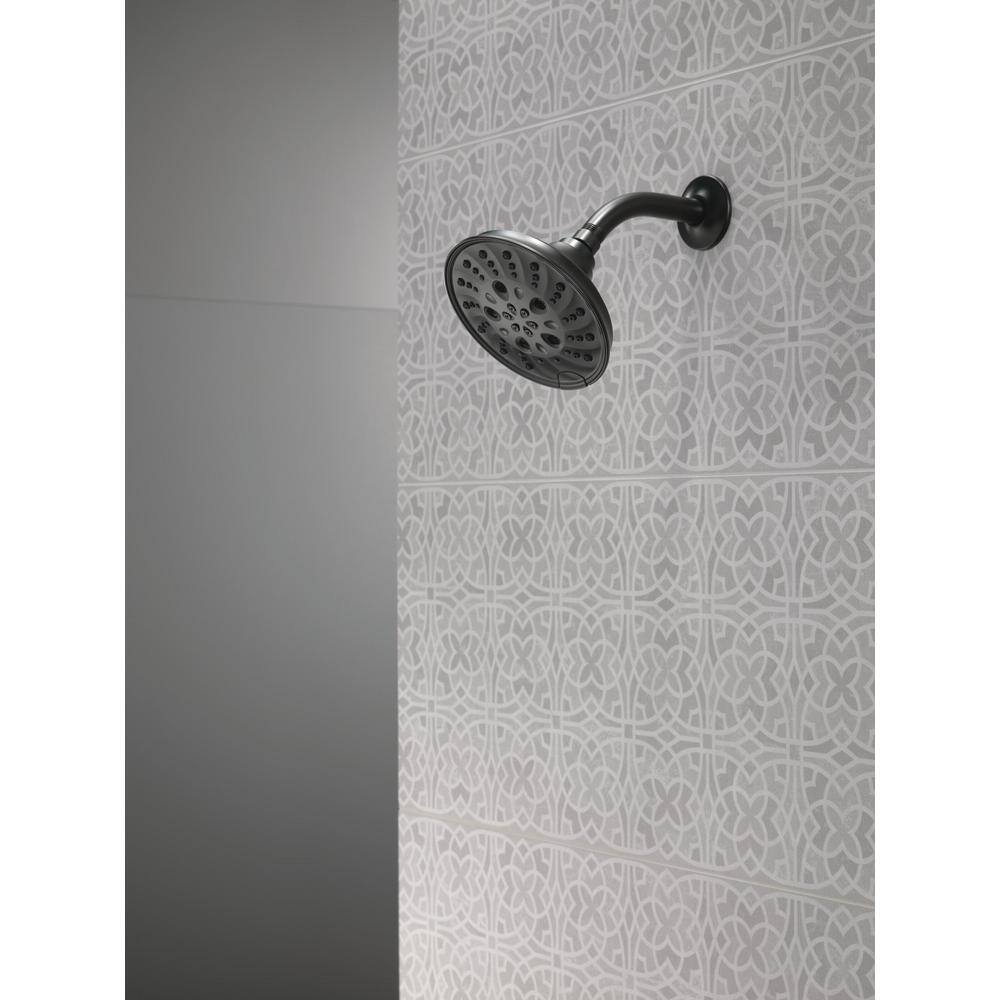 Delta Pivotal 5-Spray Patterns 1.75 GPM 6 in. Wall Mount Fixed Shower Head with H2Okinetic in Matte Black 52669-BL