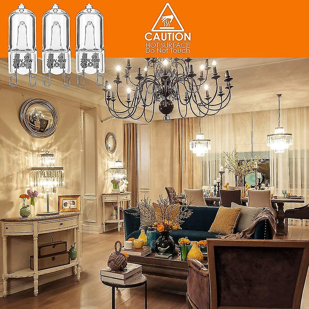 Born Pretty  20pcs G9 Halogen Light Bulbs，25w Clear Halogen Dimmable，warm White 2800k For Chandeliers，pendants，l