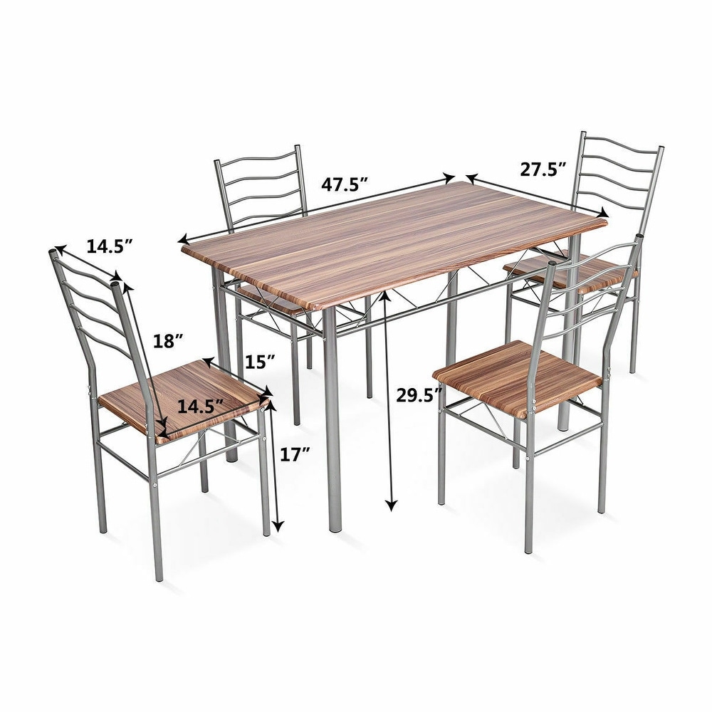 Costway 5 Piece Dining Table Set Wood Metal Kitchen Breakfast