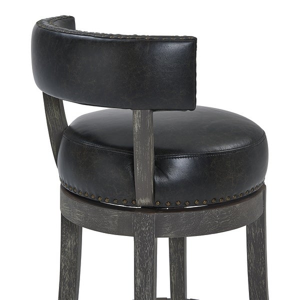 Corbin Wood Swivel Faux Leather Stool