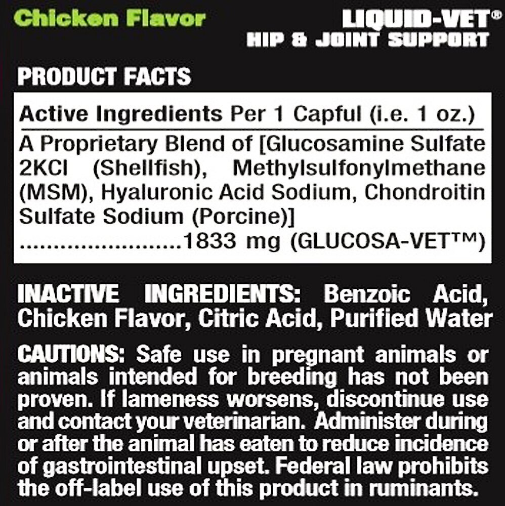 Liquid-Vet Hip and Joint Support Chicken Flavored Liquid Joint Supplement for Dogs