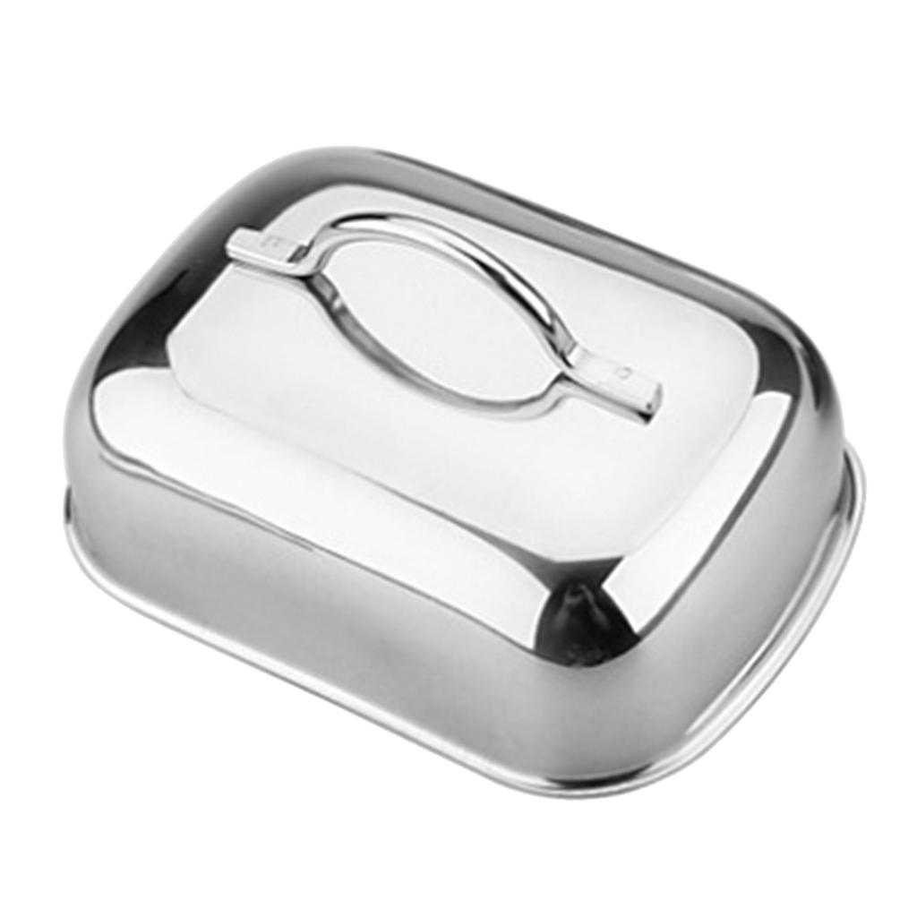 Large Butter Dish Steel Keeper with Lid Cover， Perfect for 2 Sticks of Butter，