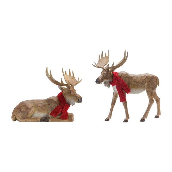 Moose (Set of 2) 13H，19.5H Resin / Knit Fabric