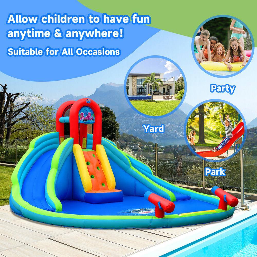 Gymax Inflatable Waterslide Wet and Dry Bounce House with Upgraded Handrail Blower Excluded GYM09328