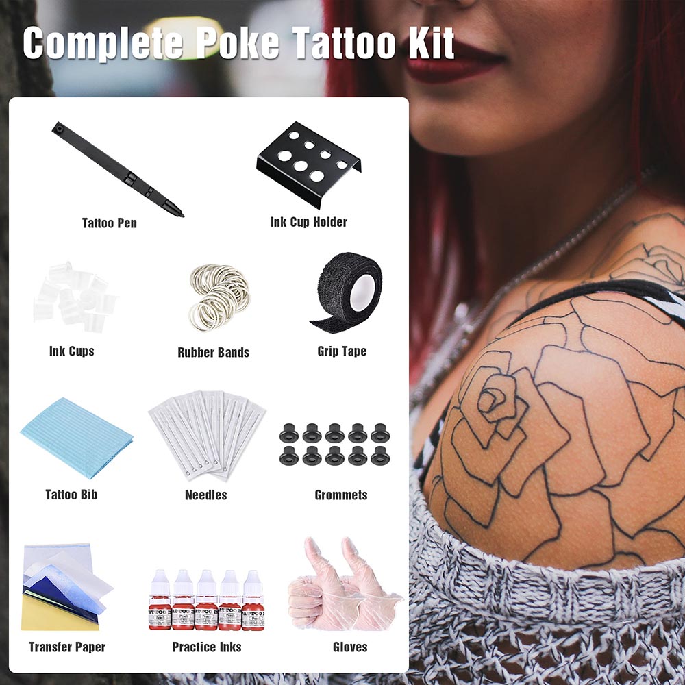 Yescom Tattoo Pen Kit 5 Inks 20-Needles for Beginners