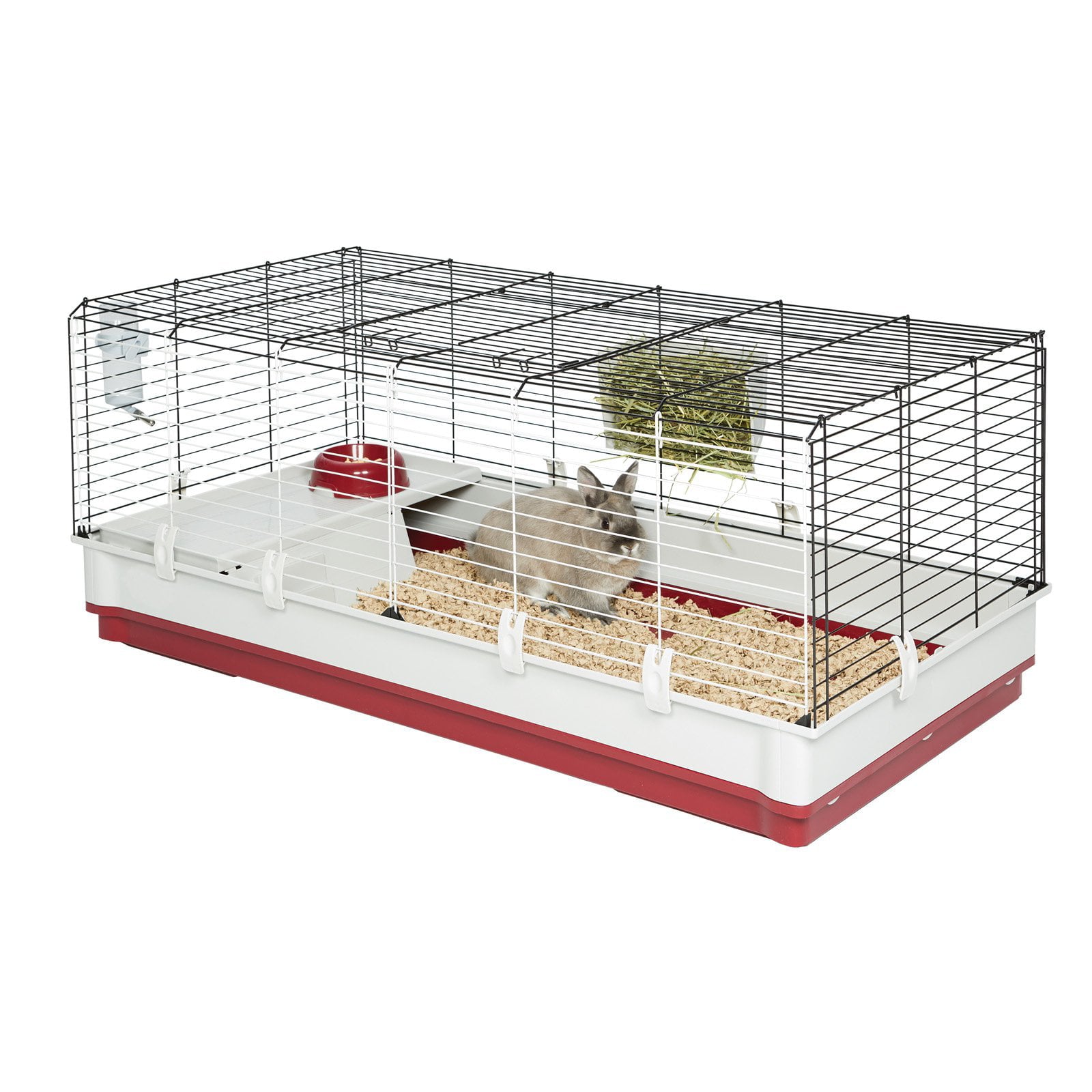 Midwest Homes for Pets Deluxe Rabbit and Guinea Pig Cage， X-Large， White and Red