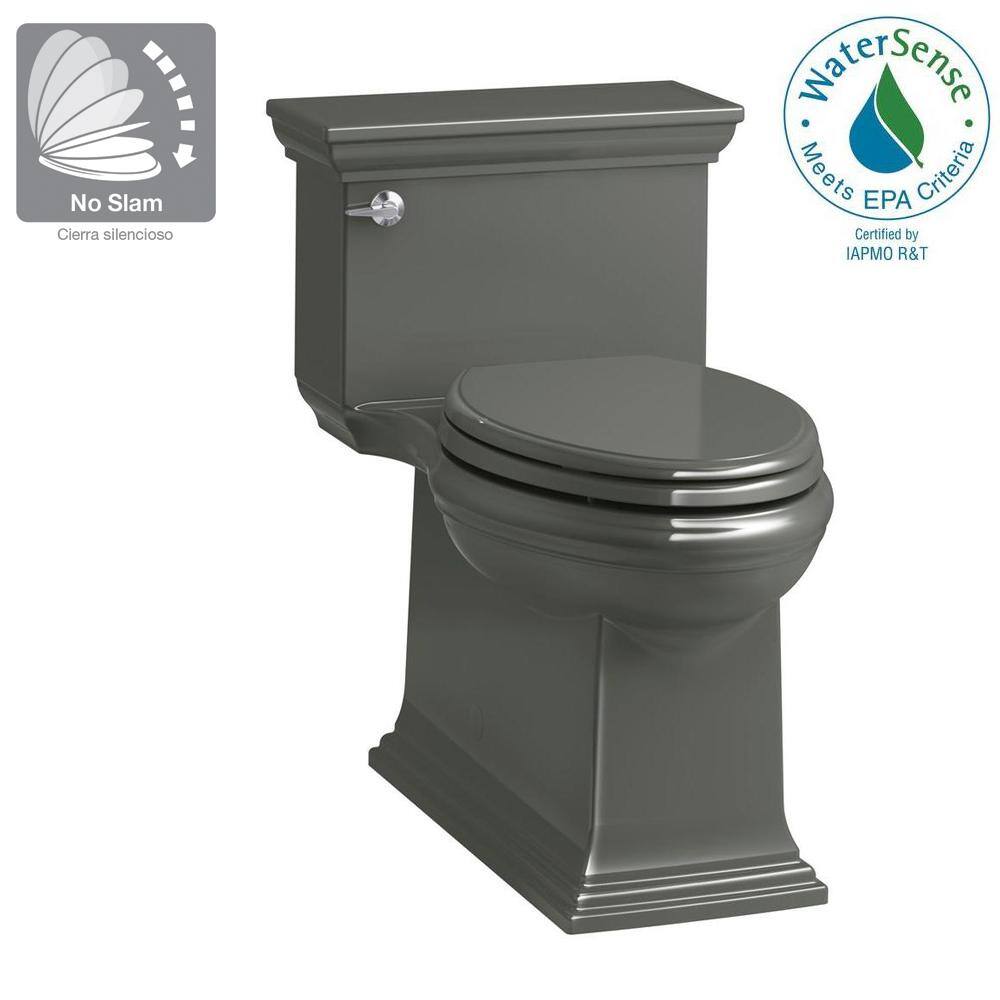 KOHLER Memoirs Stately 1-Piece 1.28 GPF Single Flush Elongated Toilet in Thunder Grey (Seat Included) K-6428-58