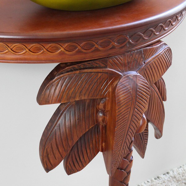 International Caravan Windsor Carved Palm Tree Wall Table