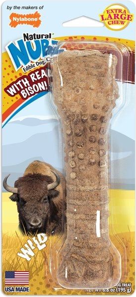 Nylabone Nubz WILD Natural Long Lasting Edible Bison Flavor Dog Chews， X-Large