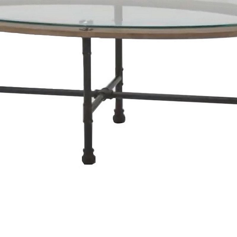 Coffee Table with Pipe Design Tubular metal Legs， Brown