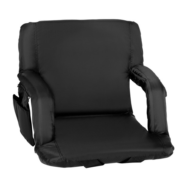 Flash Furniture Portable Lightweight Reclining Stadium Chair With Armrests Padded Back amp Seat With Dual Storage Pockets And Backpack Straps